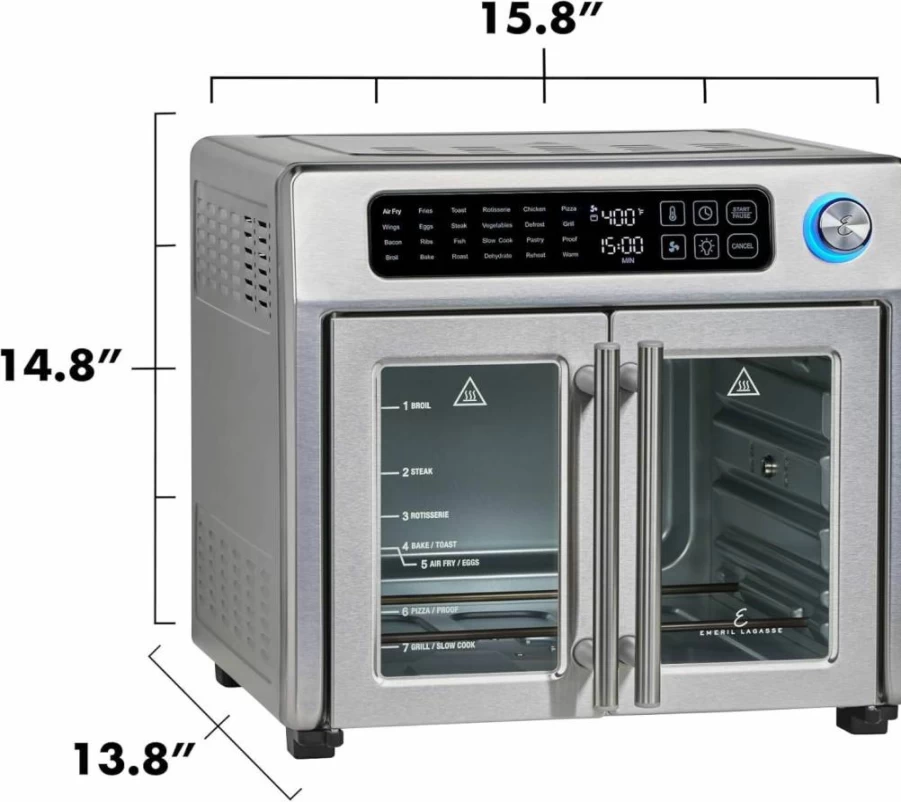 Emeril Lagasse 26QT Stainless Steel Air Fryer Toaster Oven Combo with 24 Cooking Functions, Digital Controls & 7 Accessories