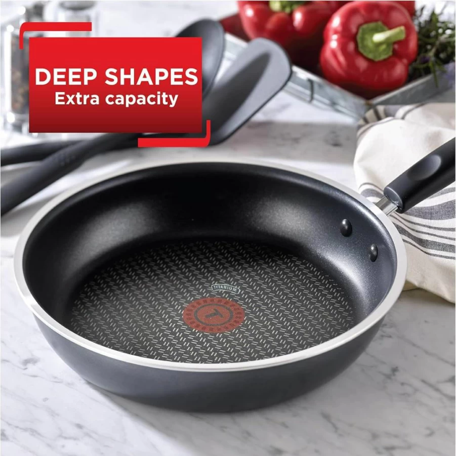 Tefal Signature Nonstick 12-Inch Frying Pan - Oven Safe to 350°F, Dishwasher Safe, Black Cookware for Versatile Cooking