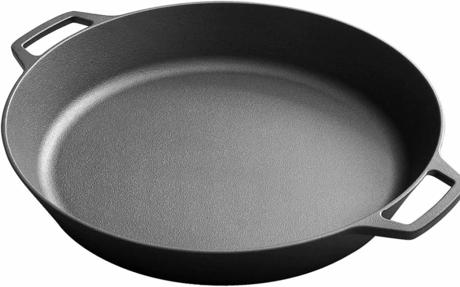 EDGING CASTING 17 Inch Pre-Seasoned Cast Iron Skillet – Dual Handle Camping & Pizza Pan for Grill, Stovetop, Induction, Oven Safe Cookware