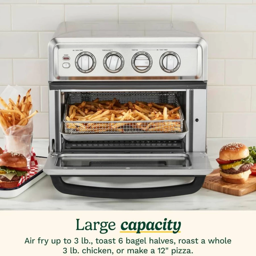 Cuisinart TOA-70 8-in-1 Air Fryer Toaster Oven Combo with Convection Bake, Grill, Broil & Keep Warm Functions, Stainless Steel Countertop Oven