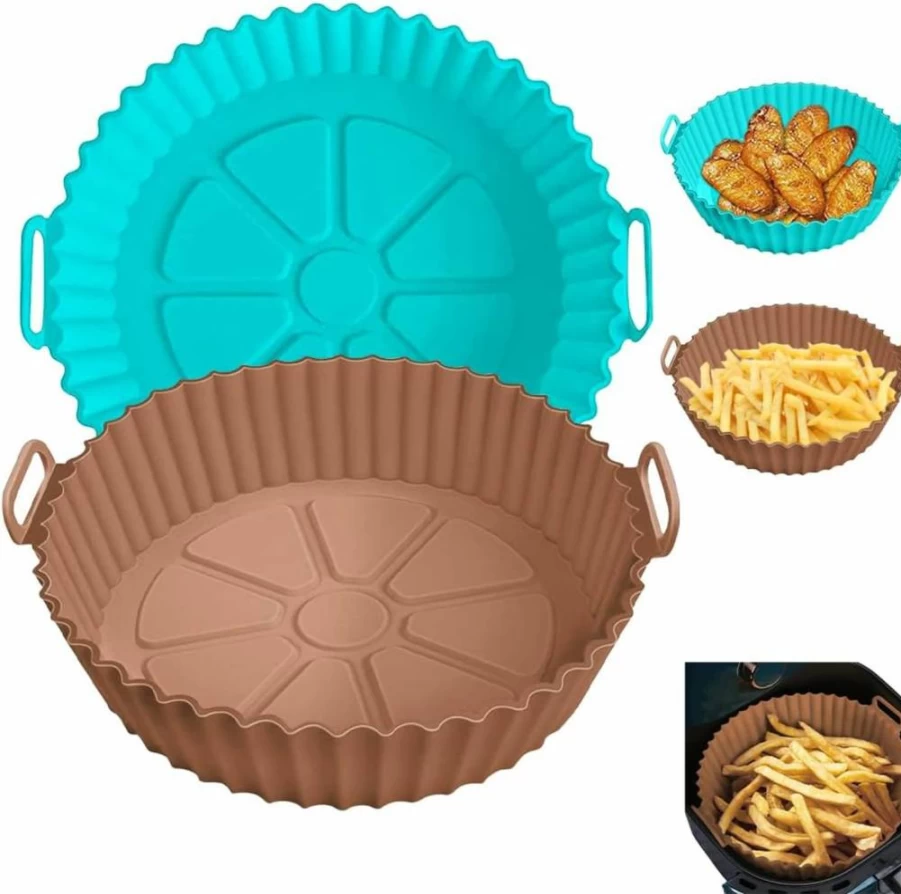 Xabzhzn Silicone Air Fryer Liners – Universal Fit for Ninja, Cosori, Gourmia, PowerXL, Instant Pot, Philips (3-5 Qt) – Reusable & Non-Stick, Better Than Parchment Paper