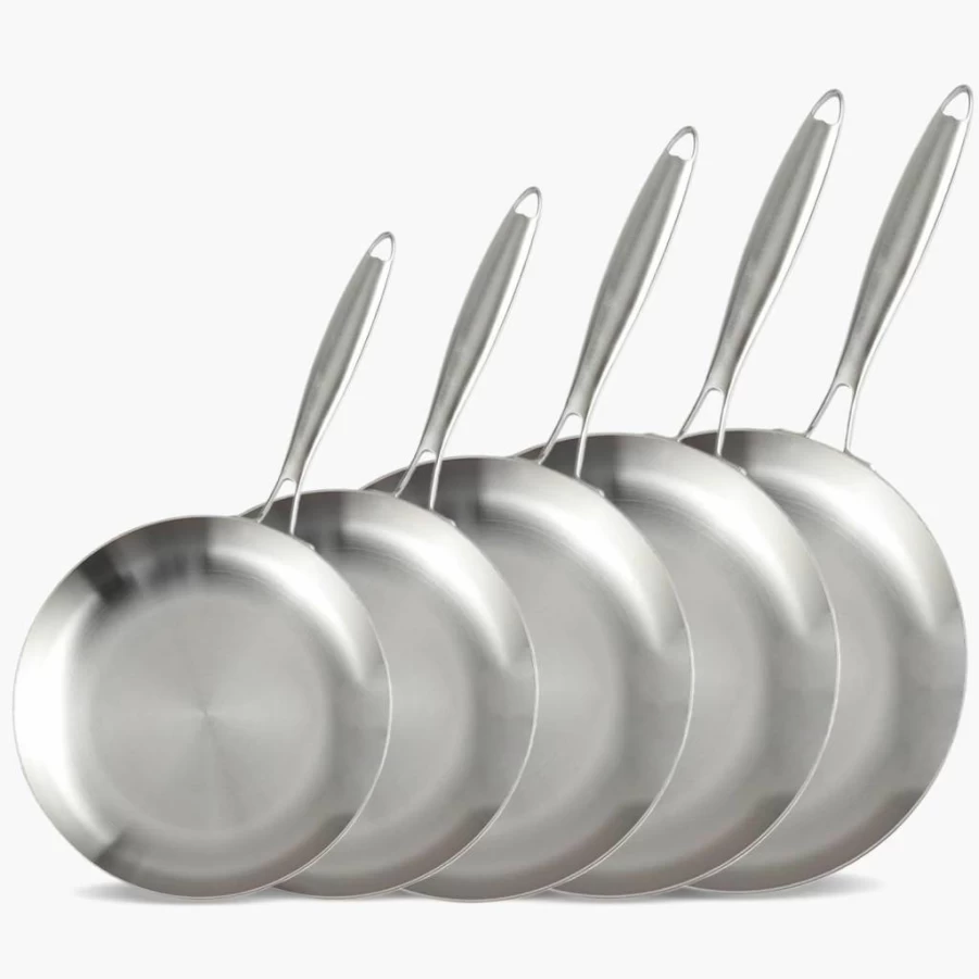 LOLYKITCH 3-Piece Hybrid Tri-Ply Stainless Steel Non-Stick Frying Pan Set (8/10/12 Inch) - Induction Compatible, Oven & Dishwasher Safe, Detachable Handle Skillets
