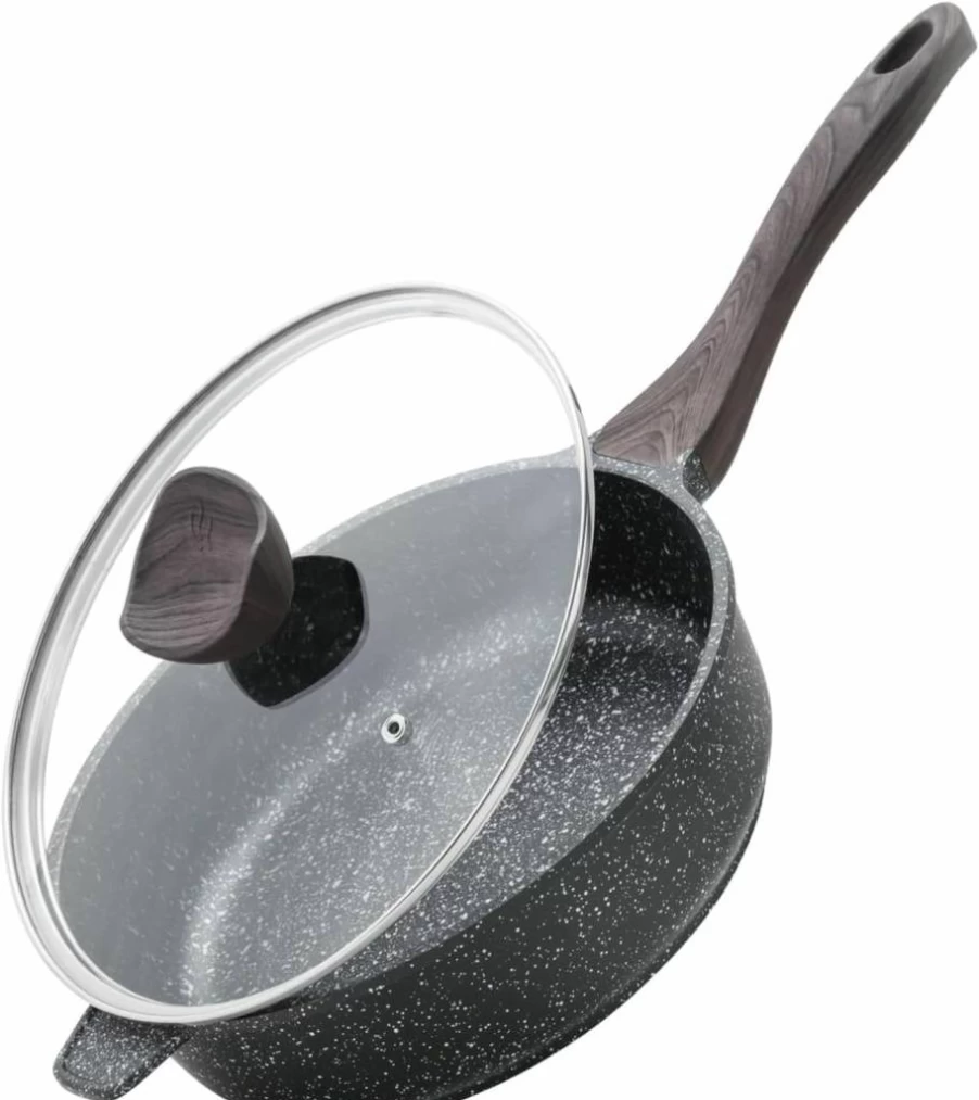 Kordisen 12 Inch Nonstick Deep Fry Pan with Lid, 5 Qt Induction Safe Saute Skillet, PFOA Free Healthy Cookware for Home Cooking