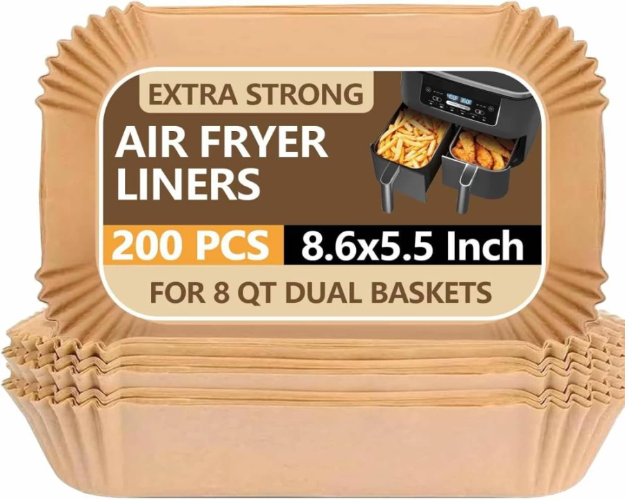 UBeesize 150-Pack 10-Inch Square Air Fryer Liners, Non-Stick Parchment Paper Sheets for Microwave, Oven, and Baking, Unbleached & Disposable (Fits 9-Inch Basket)