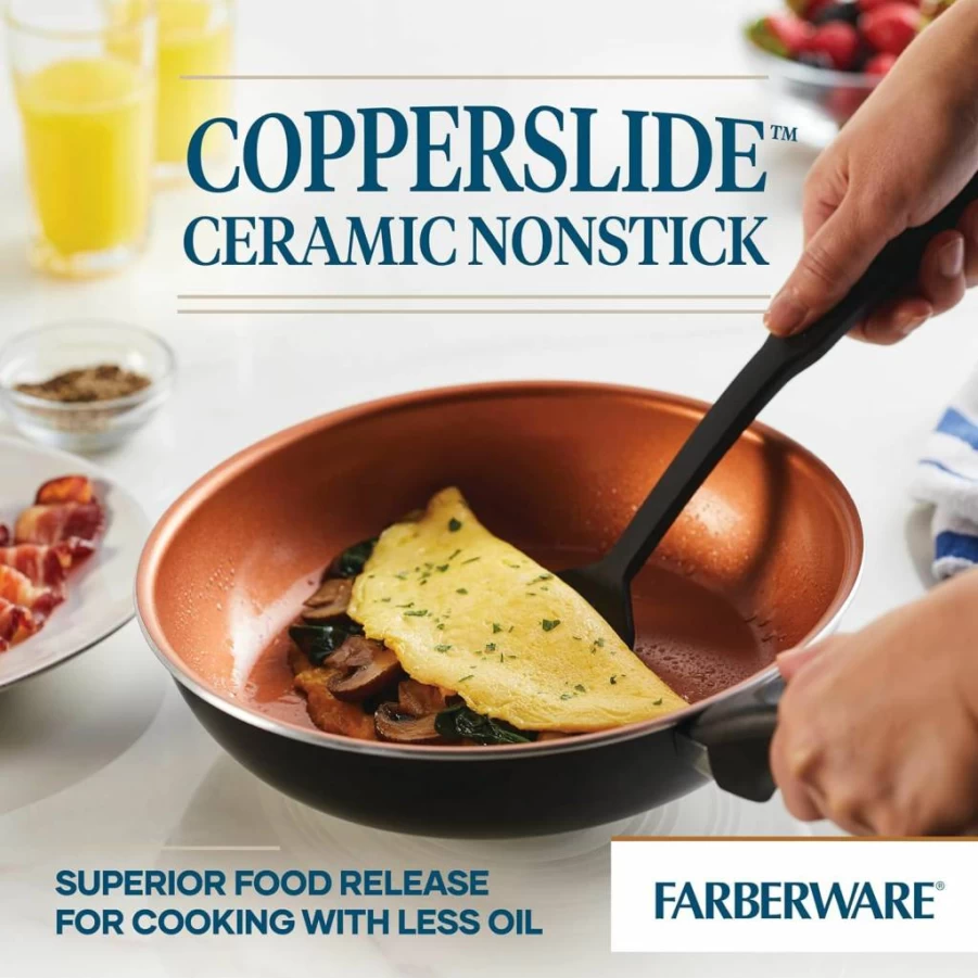 Farberware 10-Inch Black Nonstick Fry Pan - Glide Skillet for Easy Cooking