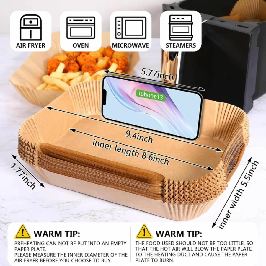 AYGXU 125-Pack Disposable Air Fryer Liners, 8.6"x5.5" Parchment Paper Sheets Compatible with Ninja Dual Basket & Most Air Fryers, Non-Stick Baking Sheets for Easy Cleanup