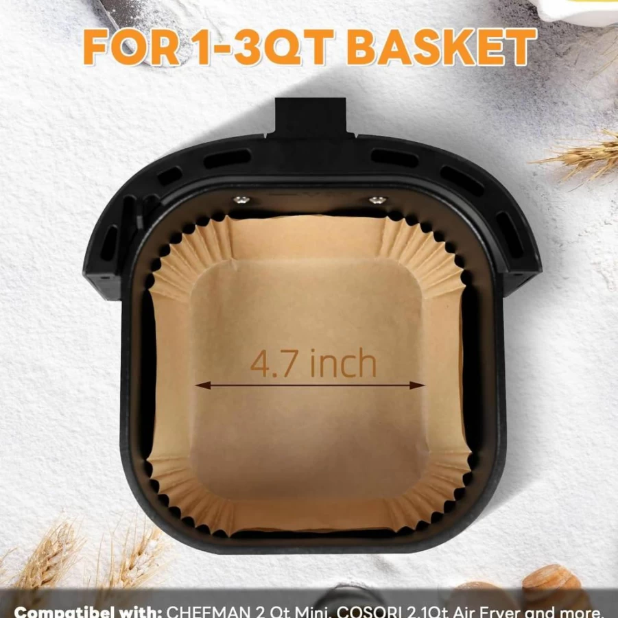 AODPWEN 2 Qt Disposable Air Fryer Liners Parchment Paper Baking Sheets for Cosori & Mini Air Fryers, Non-Stick & Easy Clean