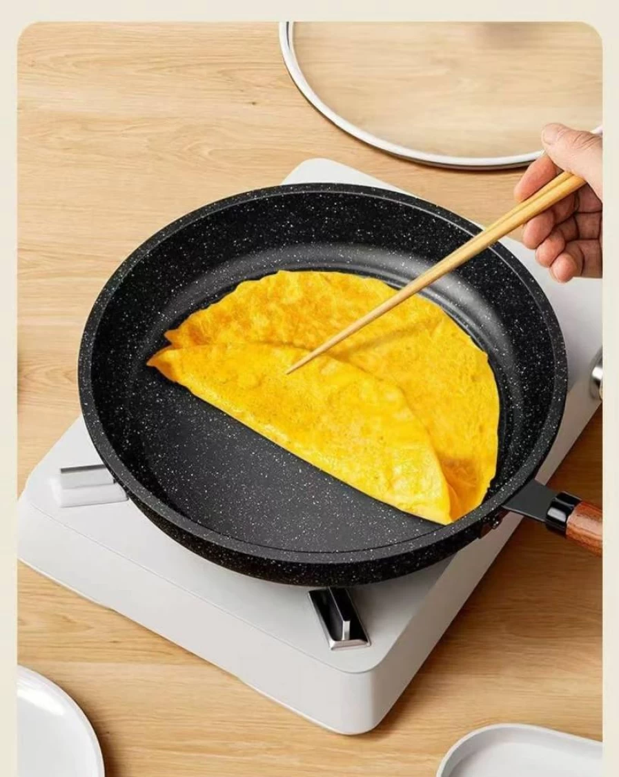 FJPTFENG 10 Inch Nonstick Granite Frying Pan Skillet with Glass Lid, PFOA-Free Healthy Cookware for Sauteing & Frying