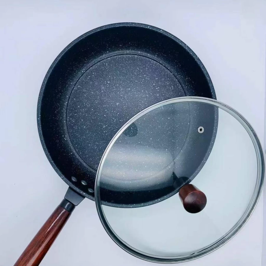 FJPTFENG 10 Inch Nonstick Granite Frying Pan Skillet with Glass Lid, PFOA-Free Healthy Cookware for Sauteing & Frying