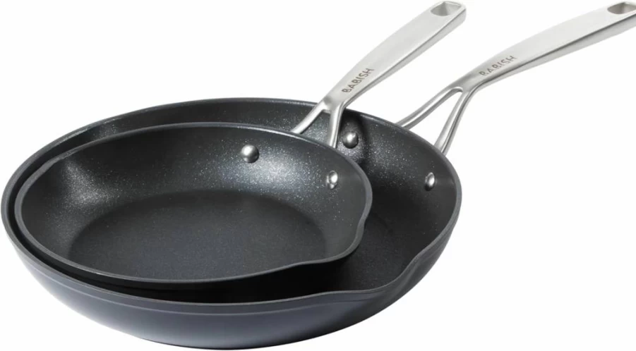 Babish 8 & 10 Inch Nonstick Fry Pan Set - Hard Anodized Titanium Coating, Durable Black Frying Pans