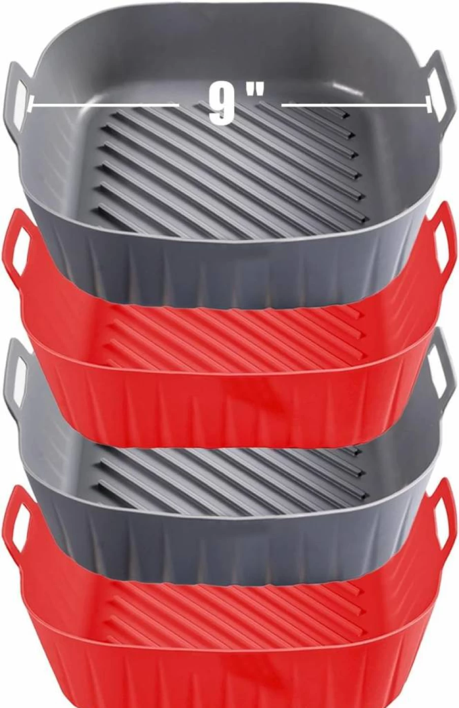Golden Associate 2-Pack Square Silicone Air Fryer Liners - 9" Non-Stick Reusable Baking Tray, Food-Grade Basket Accessories for Airfryer (Fits 8" Bottom)