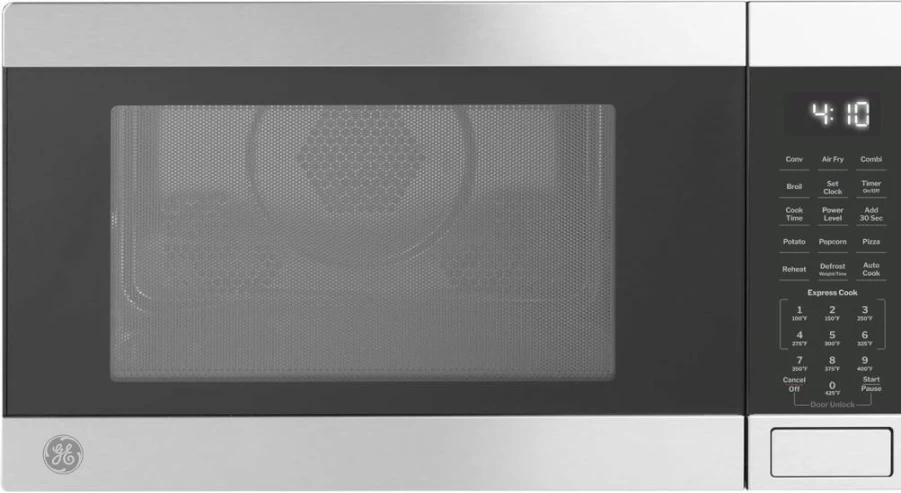 GE 1.0 Cu. Ft 4-in-1 Microwave Oven with Air Fryer, Broiler & Convection, 1050W, Child Lock, Stainless Steel Countertop for Kitchen or Dorm