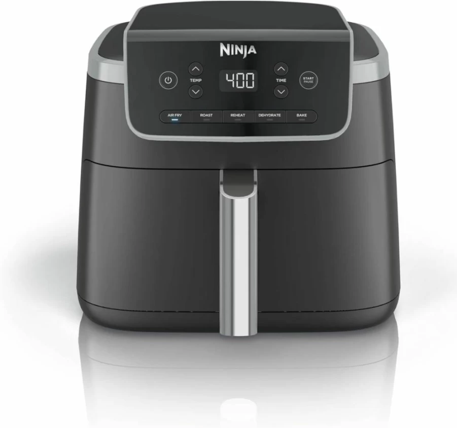 Ninja AF141 Air Fryer 5 Quart, 4-in-1 Countertop Oven for Air Frying, Roasting, Reheating & Dehydrating, 400°F Rapid Air Crisp Technology, Nonstick Basket with Crisper Plate, 120V, Grey
