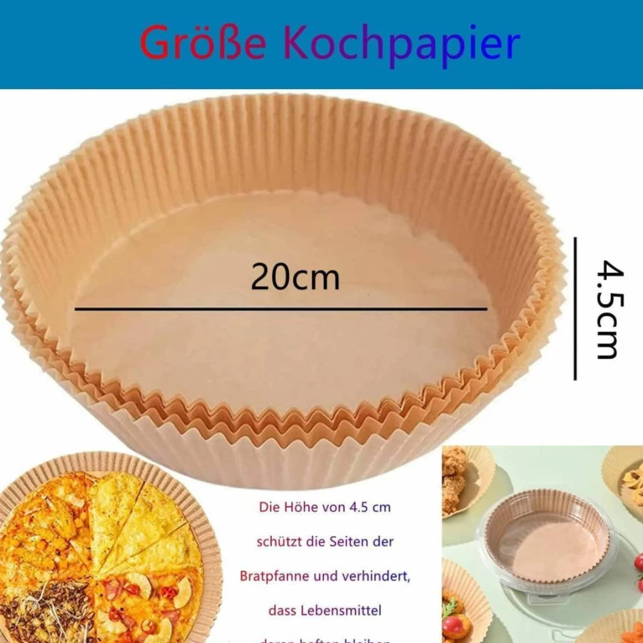 nebxazw 30-Pack Disposable Air Fryer Parchment Paper Rounds – Oil-Proof, Waterproof Baking Sheets for Oven, Grill, Steaming & Hot Air Frying