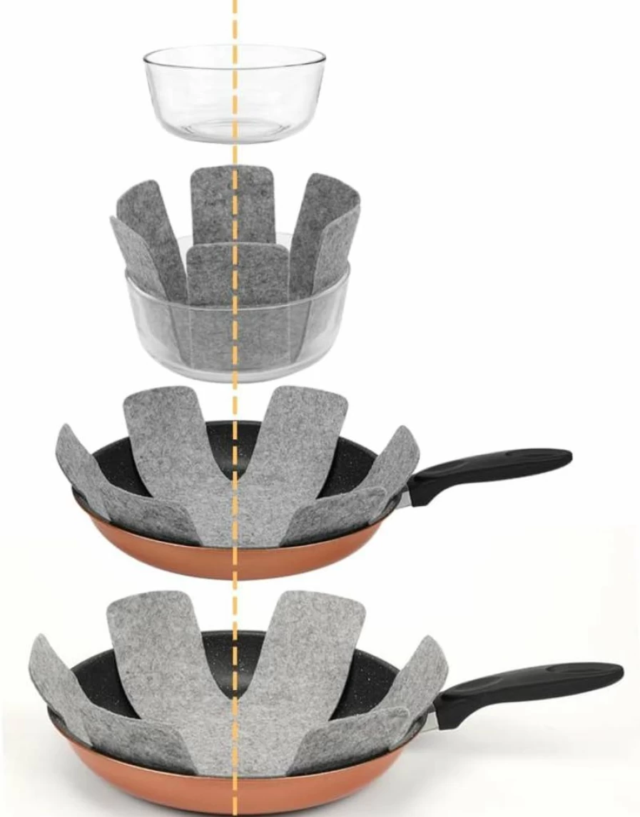 BOYAN Felt Pot and Pan Protectors Set of 12 - 3 Sizes for Stacking Cookware, Skillets, Ceramic Pans, and Glassware