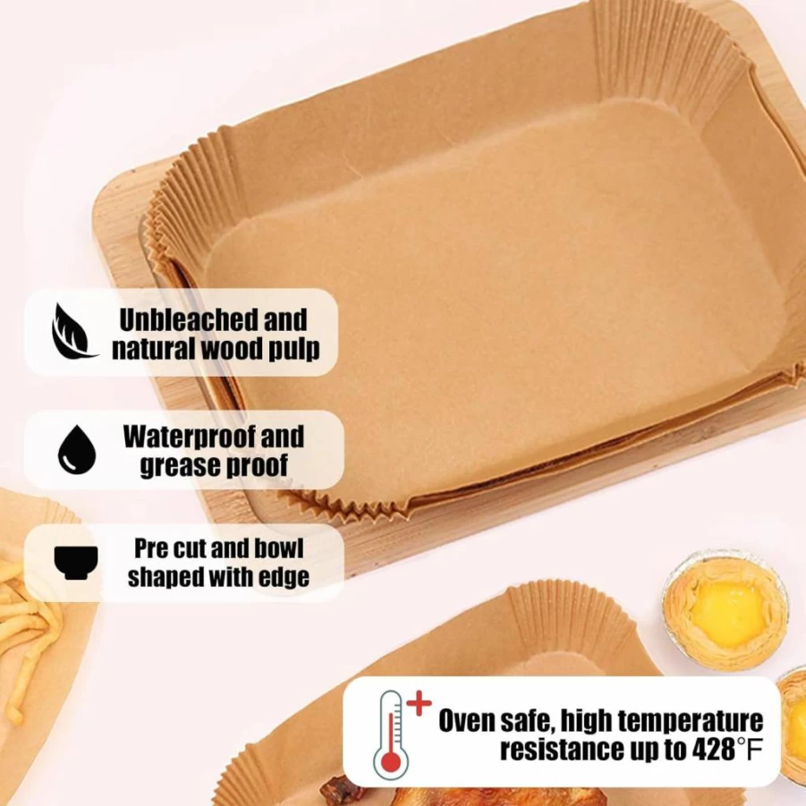 Golden Associate 250-Pack Disposable Non-Stick Rectangular Parchment Paper Liners for Ninja Dual Air Fryer & Other Models, 8x12 Inch Basket Inserts