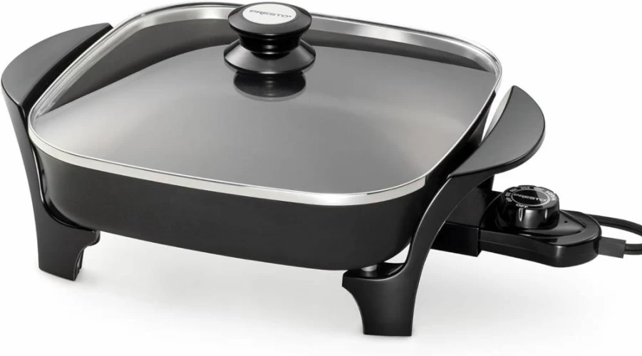 Presto 11-Inch Electric Skillet with Tempered Glass Lid – 120V Nonstick Cooking Pan for Frying, Sautéing & More – 06626 Model