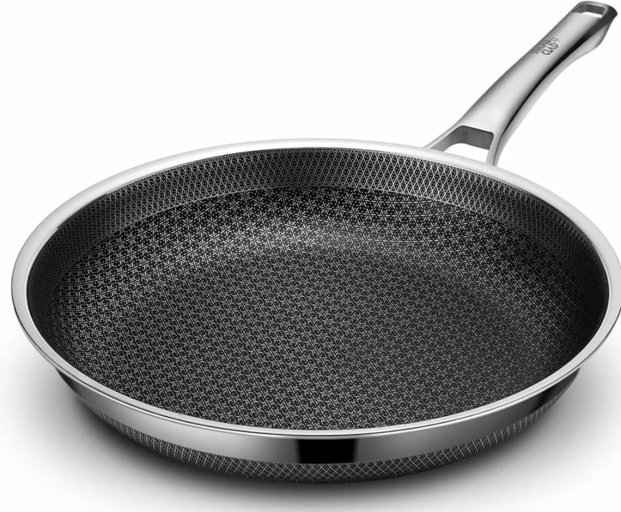 SNOWCLAD 12 Inch Nonstick Frying Pan, Hybrid Stainless Steel Skillet, Induction Compatible, Oven & Dishwasher Safe, PFOA-Free Chef's Cookware