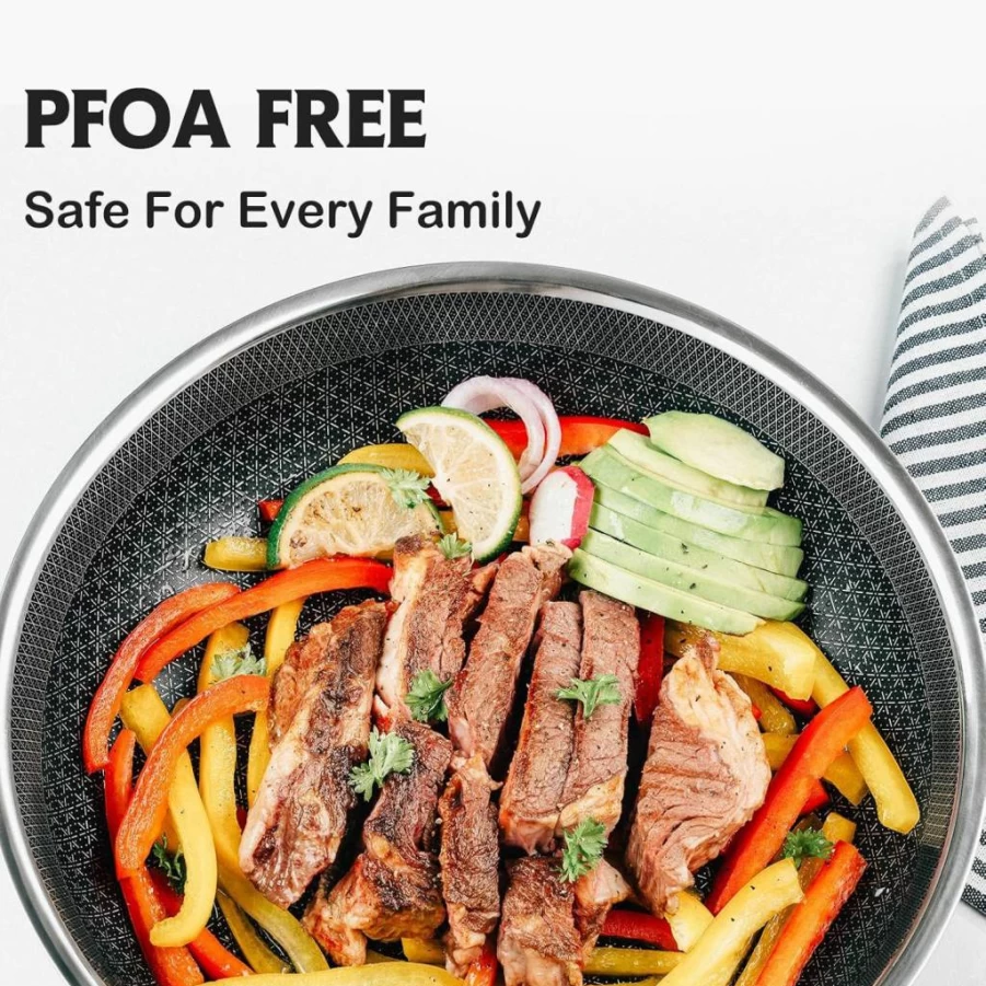 SNOWCLAD 12 Inch Nonstick Frying Pan, Hybrid Stainless Steel Skillet, Induction Compatible, Oven & Dishwasher Safe, PFOA-Free Chef's Cookware