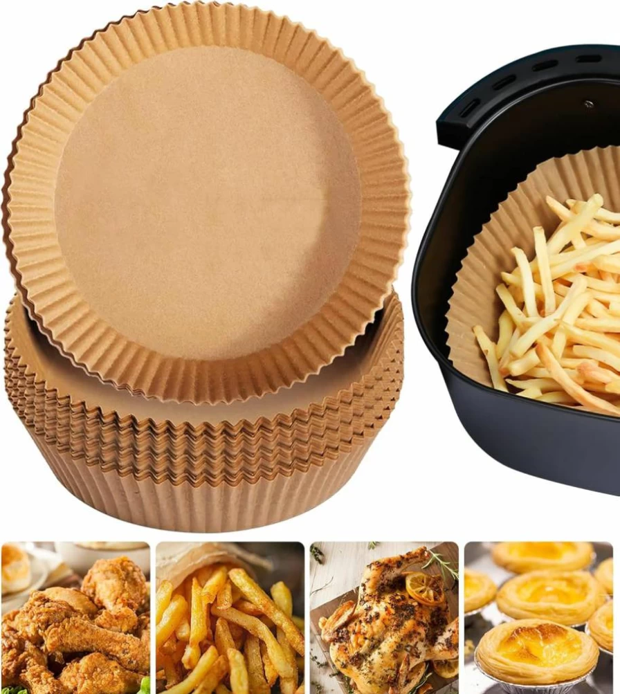 PADIMAT 120-Pack Air Fryer Paper Liners, Square Non-Stick Parchment Sheets for 5-8 Qt Air Fryers, Microwave, Baking & Frying Pan, Disposable Oil-Proof Cooking Liners Accessories