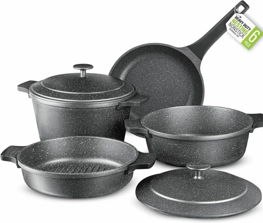 Granitestone 20-Piece Non-Toxic Cookware Set: Non-Stick Pots, Pans, Bakeware & Frying Pans, PFOA/PFOS Free, Oven & Dishwasher Safe