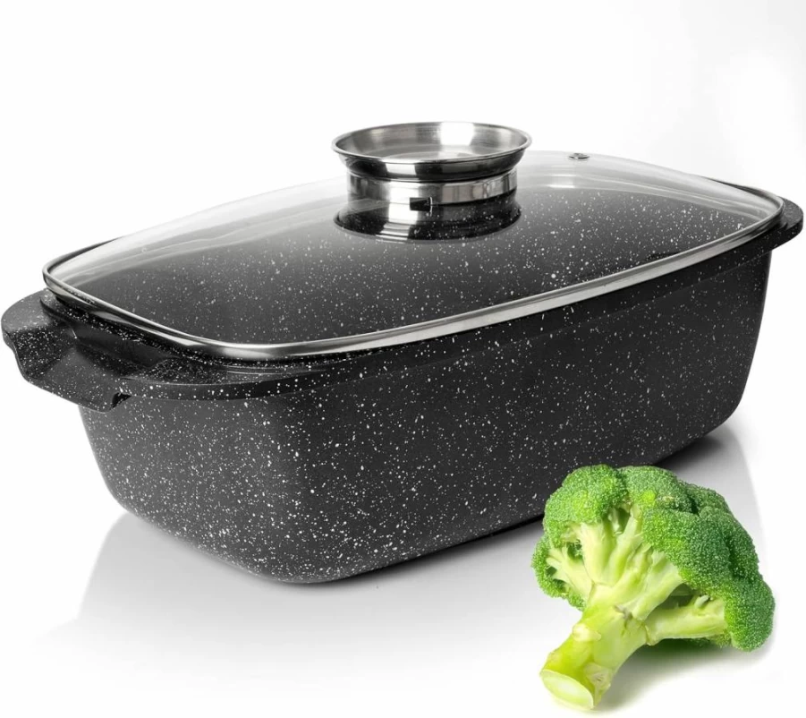 Moss & Stone 12 Inch Nonstick Deep Skillet with Lid – 5 Quart Oven & Dishwasher Safe Saute Pan, PFOA-Free Induction Compatible Cookware for Everyday Use