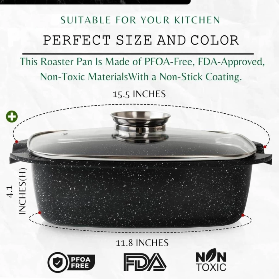 Moss & Stone 12 Inch Nonstick Deep Skillet with Lid – 5 Quart Oven & Dishwasher Safe Saute Pan, PFOA-Free Induction Compatible Cookware for Everyday Use