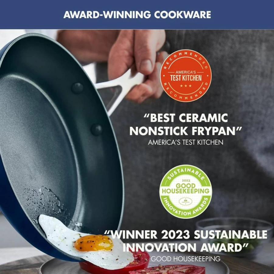 GreenPan Valencia Pro 11-Piece Non-Toxic Ceramic Nonstick Cookware Set, PFAS & PFOA-Free, Induction Compatible, Oven & Dishwasher Safe, Gray Pots & Pans with Lids