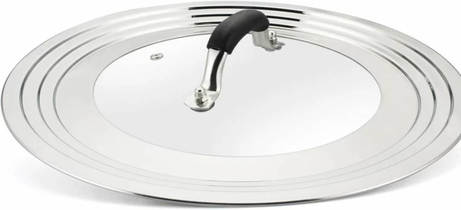 HOMVIDA 15 Inch Stainless Steel Universal Lid for 11-15 Inch Pans, Pots, Skillets, and Woks - Durable Cover for Cast Iron & Frying Pans