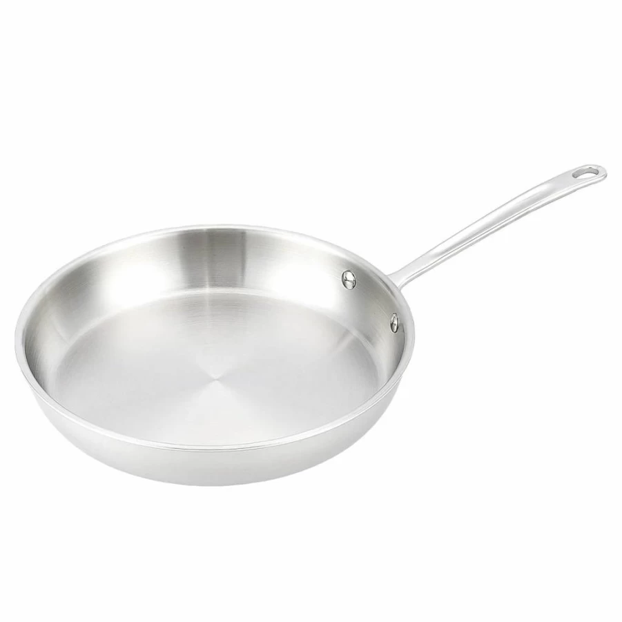 Amazon Basics 12-Inch Tri-Ply Stainless Steel Fry Pan, Silver - Professional Nonstick Skillet with Induction Compatible Base