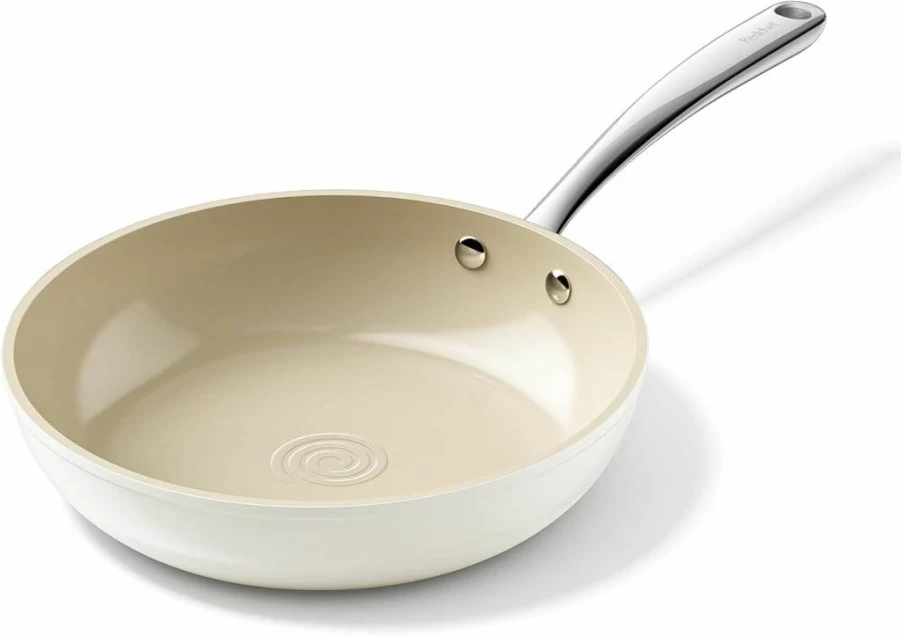 Redchef 4-Piece Nonstick Ceramic Cookware Set, 8" 9.5" 11" Skillet & Saute Pan, PFOA PTFE PFAS Free, Oven & Dishwasher Safe, Beige White Non-Toxic Frying Pans