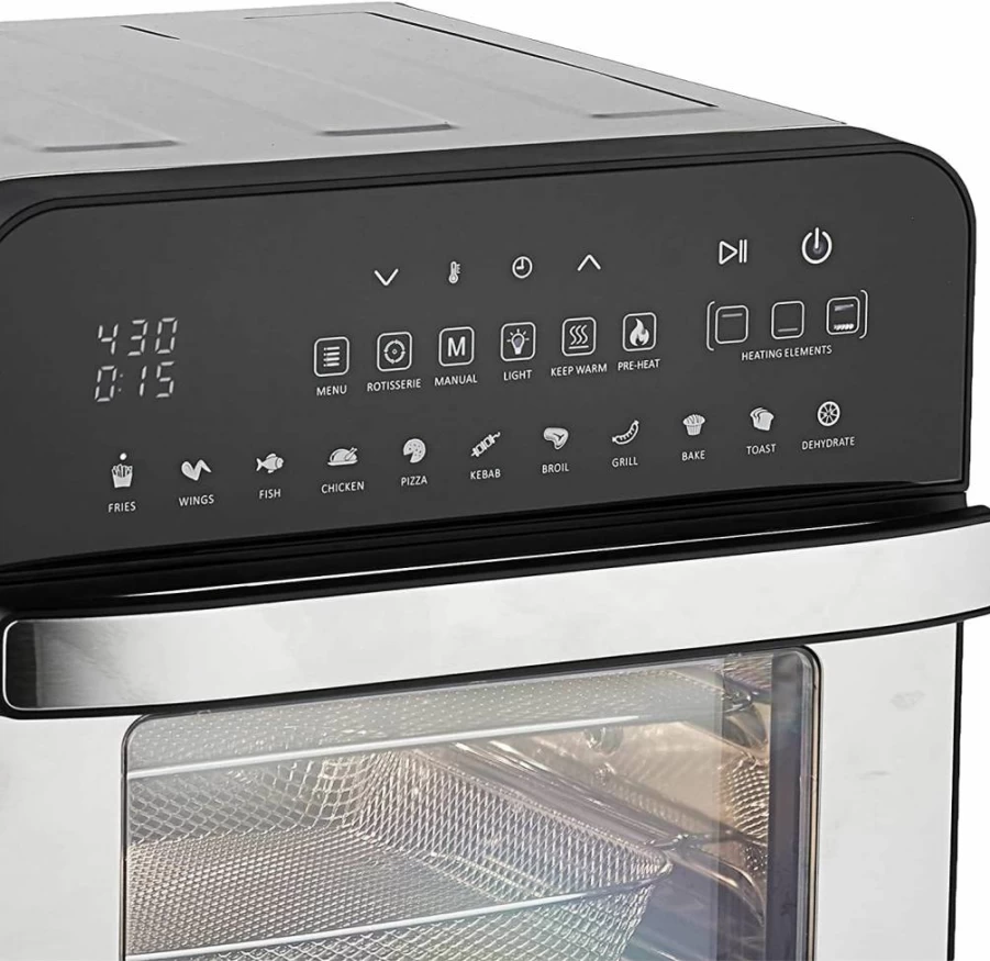 GoWISE USA GW44800-O 15-in-1 Deluxe Air Fryer Oven with Rotisserie, Dehydrator & 50 Recipes, 12.7-Quarts, Black/Silver Electric Countertop Cooker