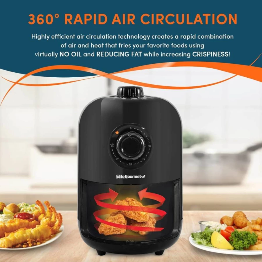 Elite Gourmet 2.1 Quart Electric Air Fryer, 1000W Compact Hot Air Fryer with Timer & Temperature Control, Oil-Less Healthy Cooking, Mint Green - EAF0201BLX