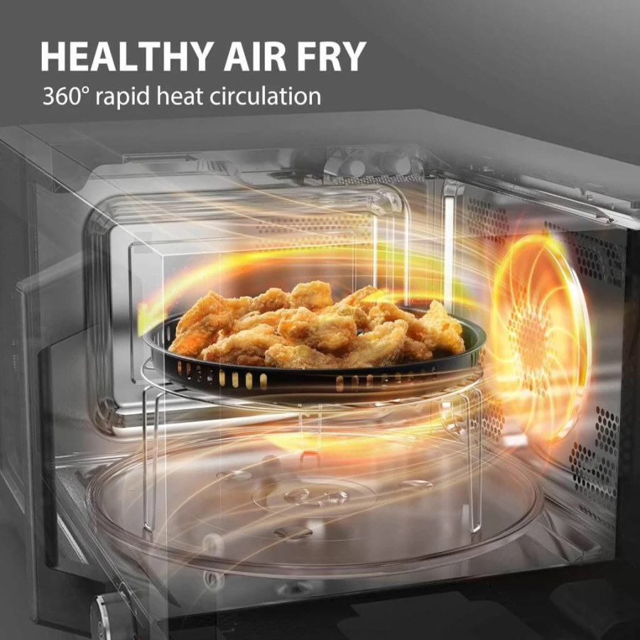 TOSHIBA 1.0 Cu.Ft Countertop Microwave Oven with Air Fryer, Convection, Inverter Technology, Broil, 27 Auto Menus, 47 Recipes, Humidity Sensor, and Mute Function – 1000W, 30Qt
