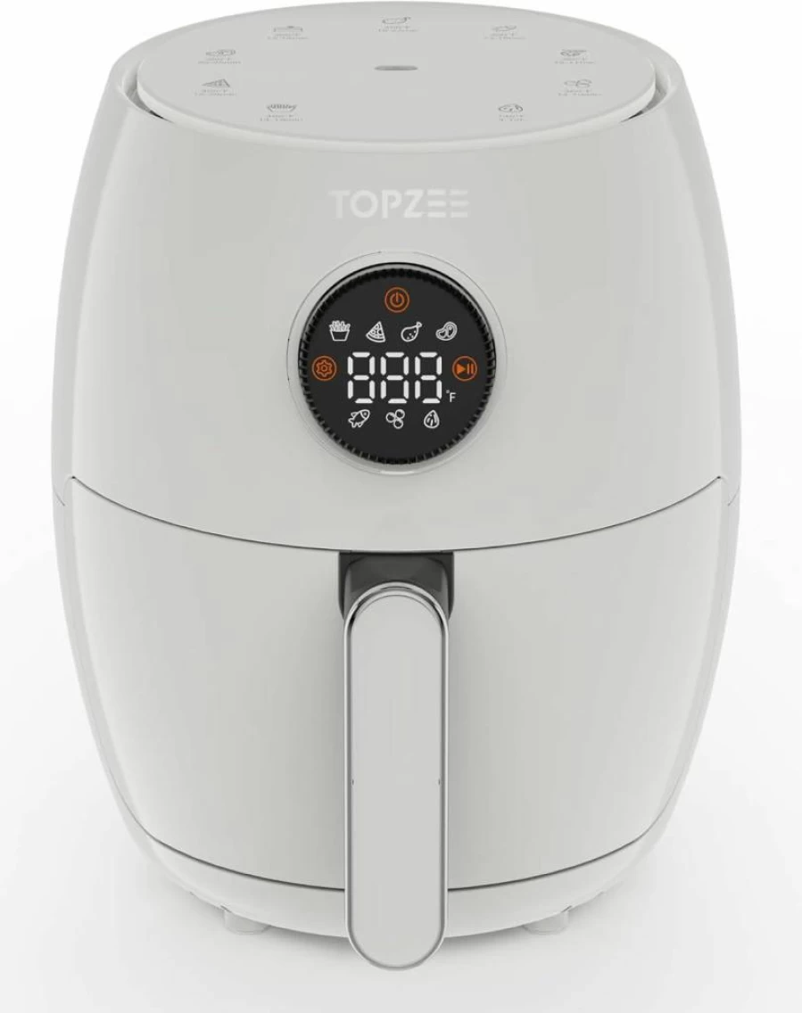 Topzee 2.1Qt Compact Air Fryer - 7-in-1 Digital Mini Air Fryer with Adjustable Temp & Timer, Shake Reminder, Nonstick & BPA-Free, Dishwasher Safe, Fast Healthy Cooking, 98% Less Oil