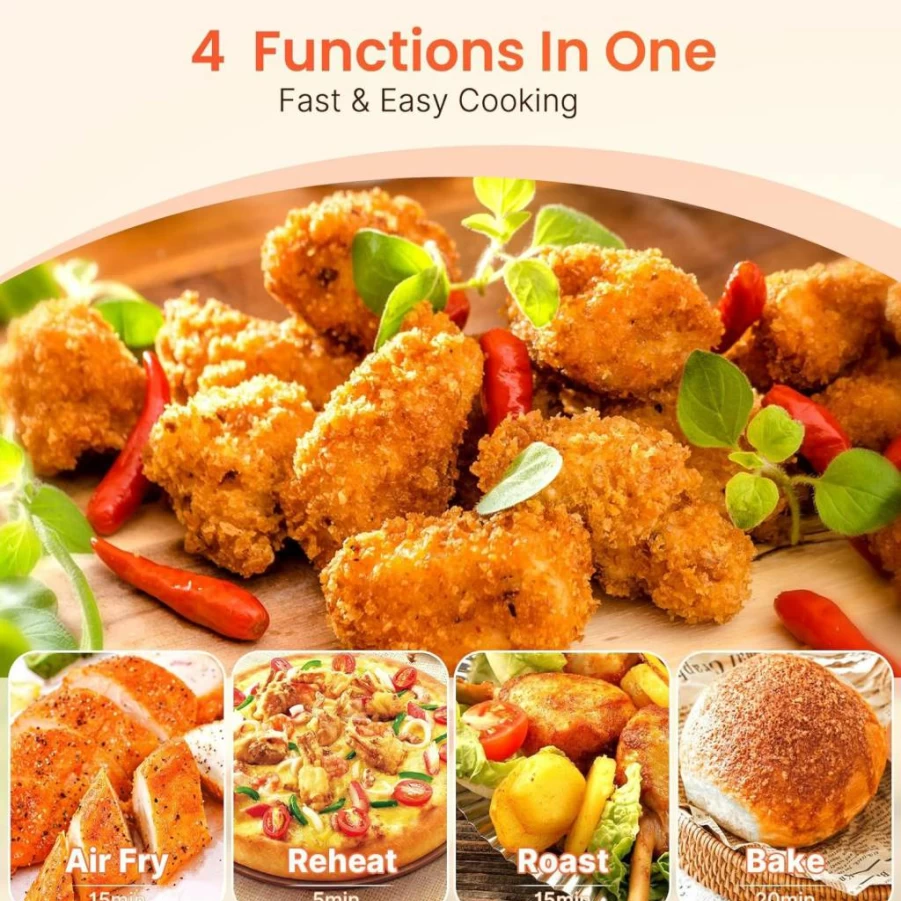 Topzee 2.1Qt Compact Air Fryer - 7-in-1 Digital Mini Air Fryer with Adjustable Temp & Timer, Shake Reminder, Nonstick & BPA-Free, Dishwasher Safe, Fast Healthy Cooking, 98% Less Oil