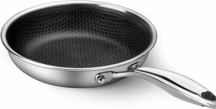 Innerwell 8 Inch Stainless Steel Nonstick Frying Pan - Honeycomb Coating Skillet for Eggs, Omelettes & Healthy Cooking - Induction Compatible, PFOA-Free, Dishwasher Safe