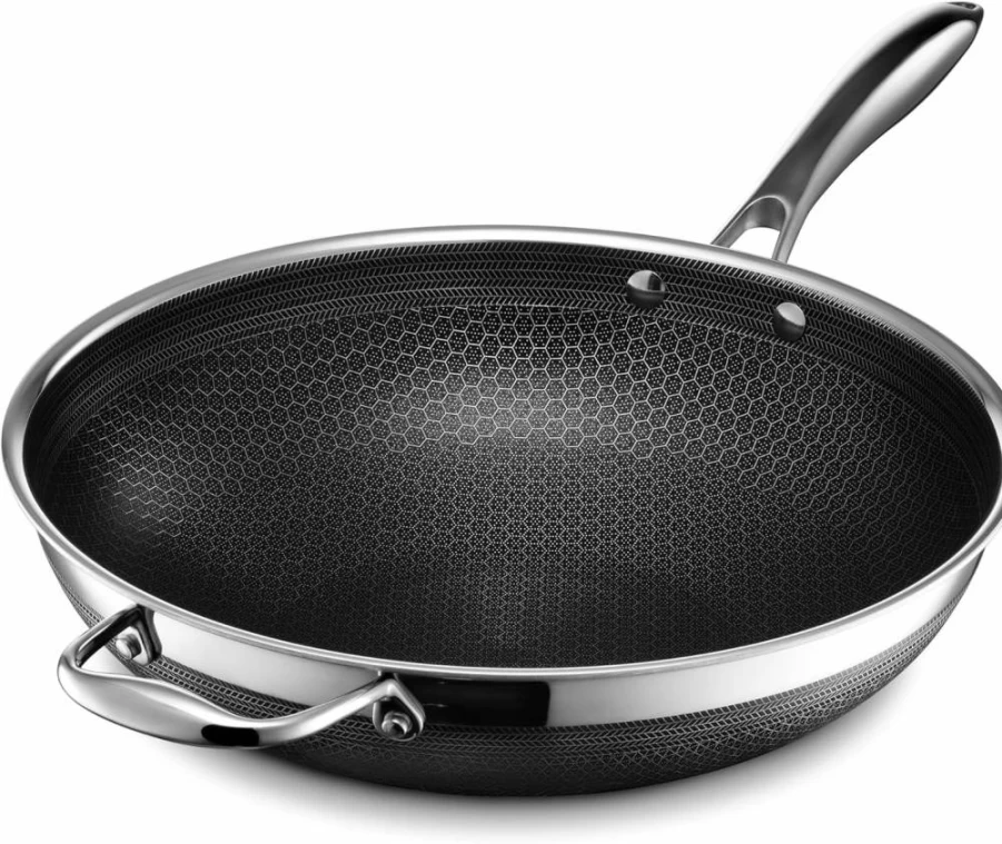 HexClad Hybrid Nonstick 12-Inch Wok with Stay-Cool Handle, Dishwasher Safe, Oven Safe Up to 900°F, Works on Induction & All Cooktops