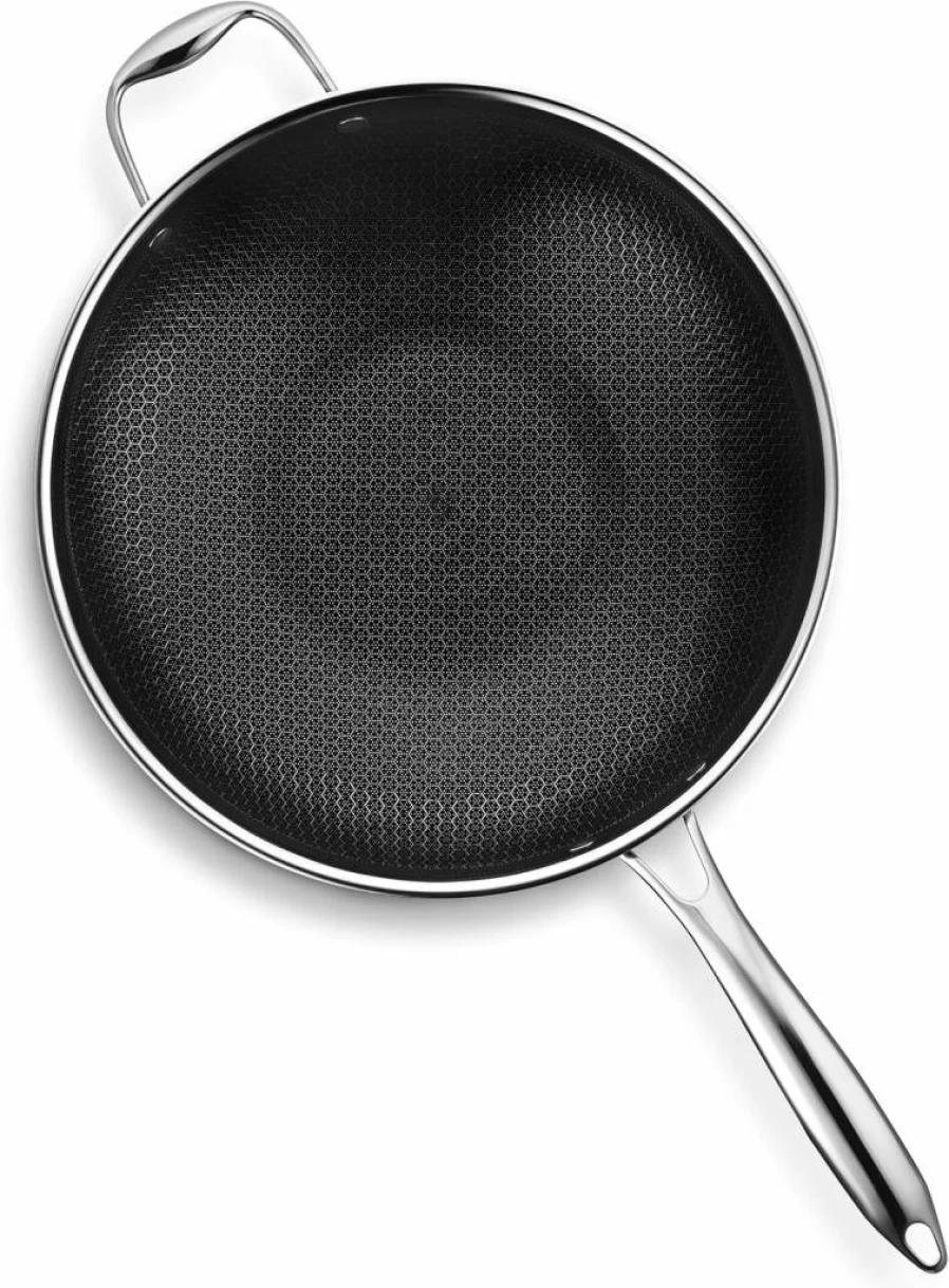 HexClad Hybrid Nonstick 12-Inch Wok with Stay-Cool Handle, Dishwasher Safe, Oven Safe Up to 900°F, Works on Induction & All Cooktops