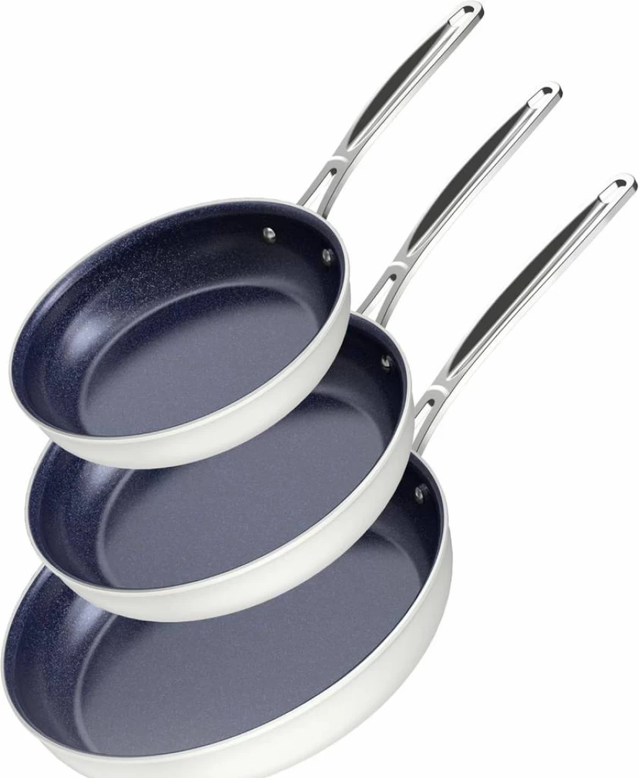 Nuwave 3-Piece Forged Lightweight Non-Stick Frying Pan Set (8", 10", 12") - Blue Ceramic Coating, Induction-Ready, Stay-Cool Handles, Works on All Cooktops