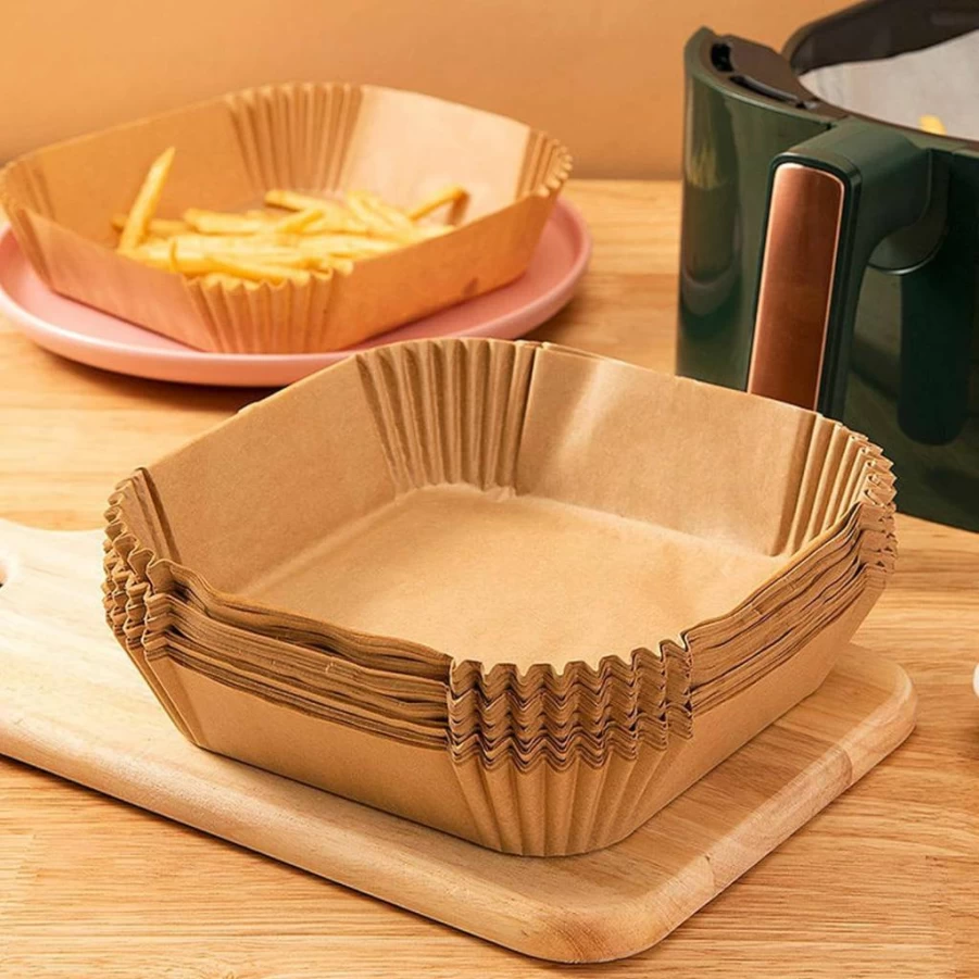 ReLuien 150Pcs 8.7" Square Air Fryer Liners, Disposable Non-Stick Parchment Paper for Baking, Roasting & Microwave, Compatible with Most Air Fryers