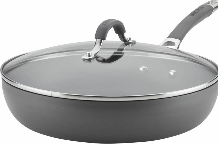 Circulon Radiance 12-Inch Deep Nonstick Skillet with Lid - Hard Anodized Gray Frying Pan