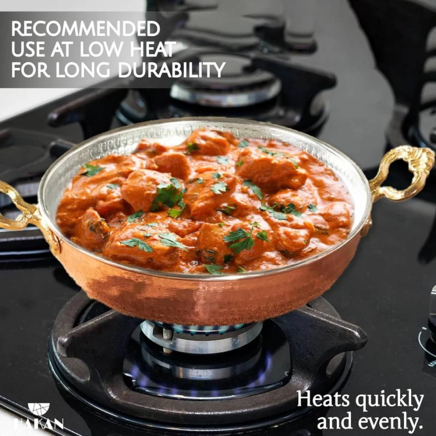 Hakan 5.5" Hammered Copper Egg Pan - Handmade Small Frying Skillet with Double Handles, Authentic Copper Cookware & Kitchen Gift Idea (14cm)