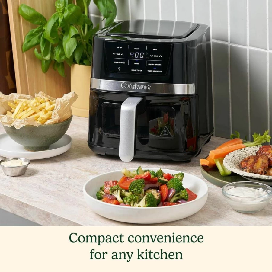 Cuisinart Air Fryer Toaster Oven with 6-Quart Capacity, 5 Presets for Roasting, Baking, Broiling, Air Frying & Keep Warm, Stainless Steel Design with Dishwasher-Safe Parts, Quick & Easy Electric Oven - Air-200 Model