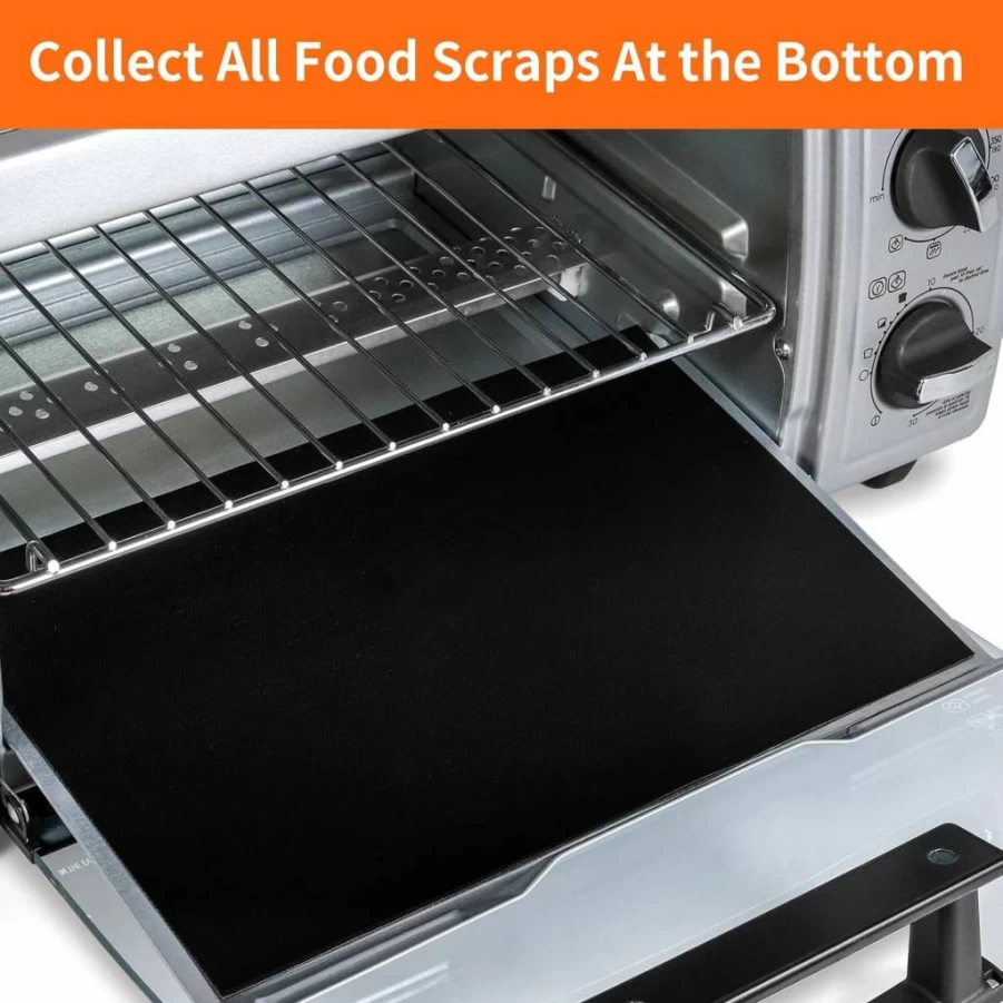 SIUDANGKA 4-Pack Reusable Oven Liners for Breville Smart Oven Air Fryer Pro BOV900BSS, Non-Stick Teflon Baking Mats, Square Air Fryer Accessories, Dishwasher Safe Oven Bottom Protector Sheets