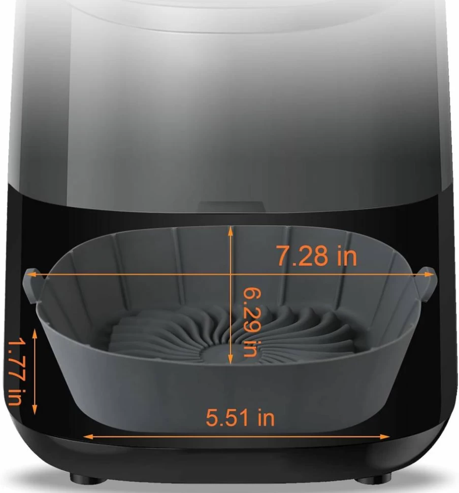 SIUDANGKA 3 Pack Square Silicone Air Fryer Liners, Non-Stick Reusable Basket Bowl Tray for 1-2 Qt Cosori Ninja Chefman, Small Airfryer Accessories