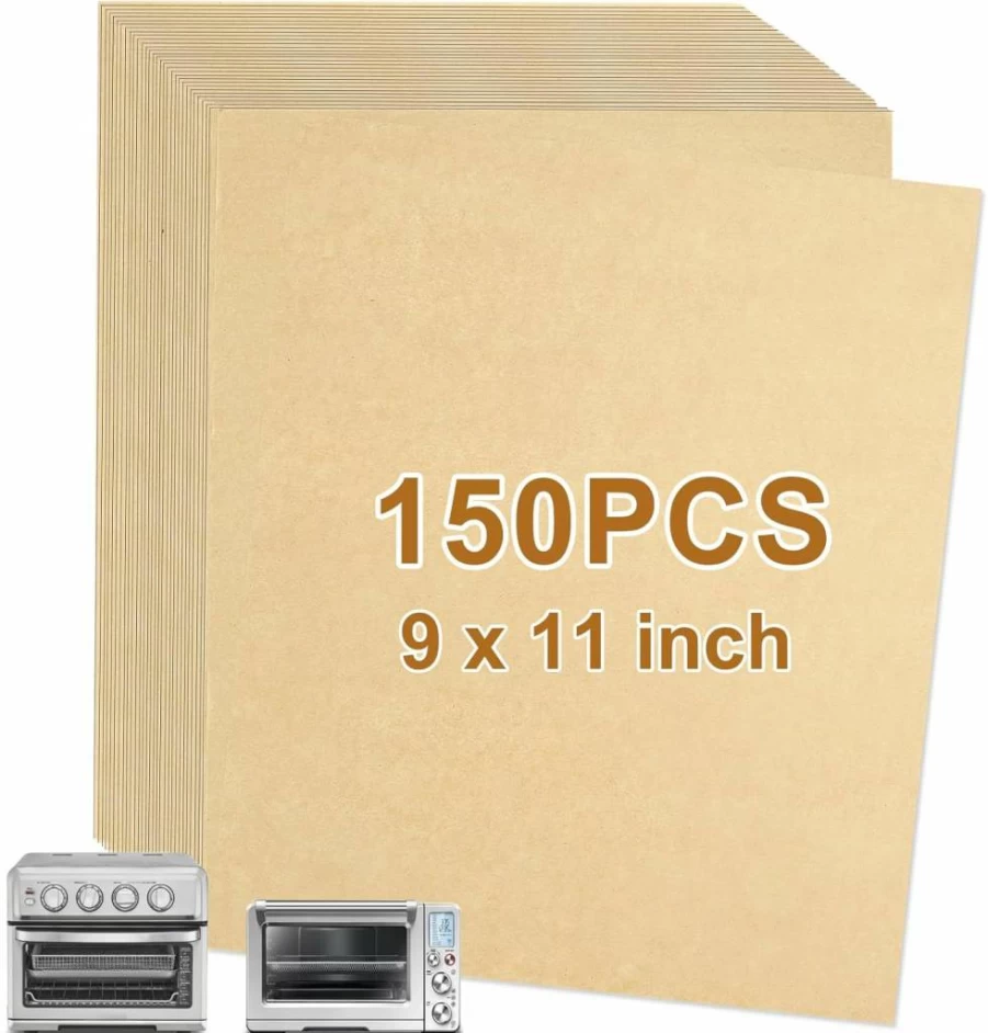 YQL 9x11 Inch 150-Pack Unbleached Air Fryer Parchment Paper Liners, Compatible with Cuisinart, Breville Smart Oven, and Most Air Fryer Toaster Ovens