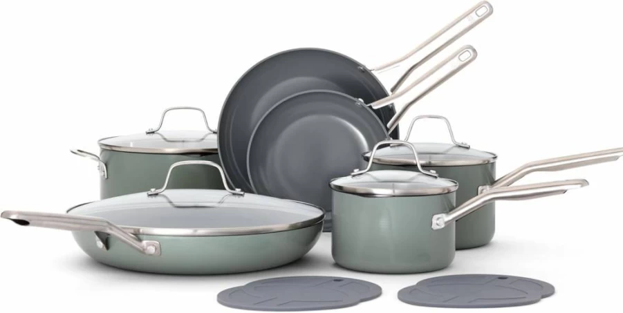 Calphalon 12-Piece Ceramic Nonstick Cookware Set – PFOA-Free, Dishwasher Safe Pots and Pans