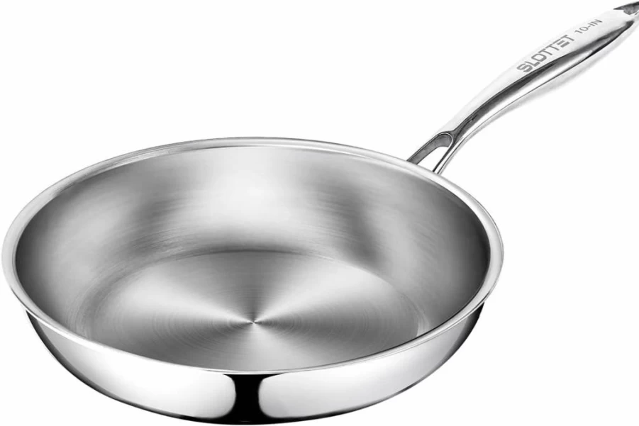 SLOTTET 10 Inch Tri-Ply Stainless Steel Skillet, Induction Compatible Oven Safe Frying Pan with Stay-Cool Handle, Dishwasher Safe Clad Cookware
