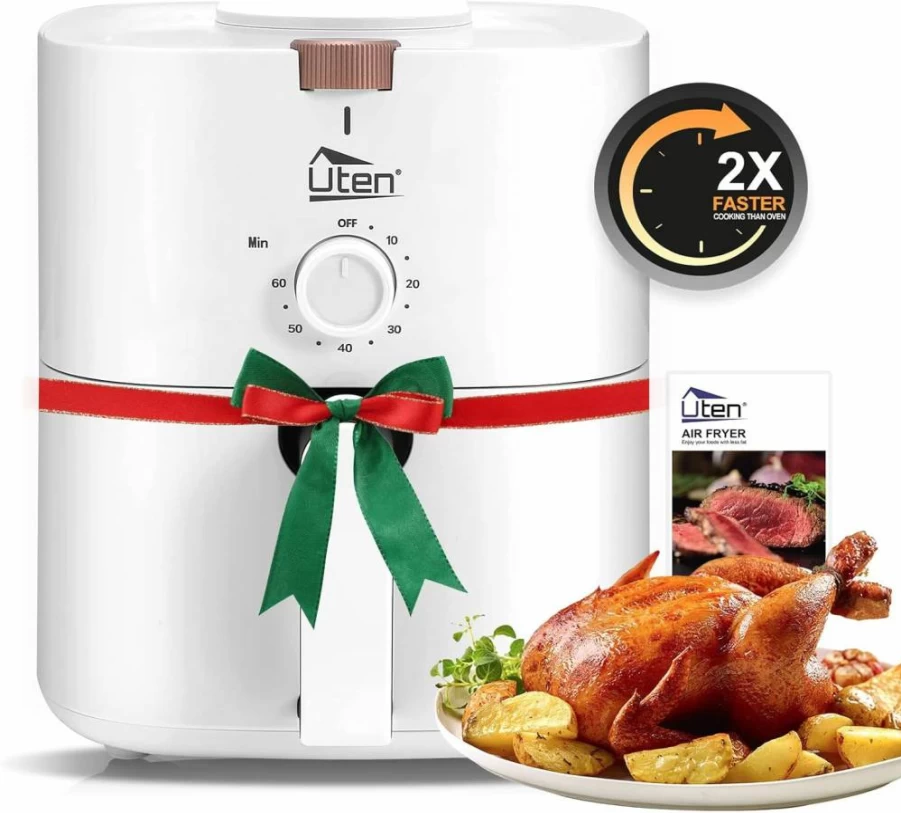 UTEN 6.5L (6.9Qt) Air Fryer with 8-in-1 Functions, 1700W Rapid Heating, Digital Touchscreen, Oil-Free Cooking, Non-Stick Basket, Time/Temp Control - Black